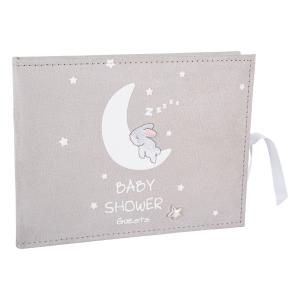 Cute and Beautiful Neutral Grey Suede Baby Shower Guest Book - 40 Double Pages
