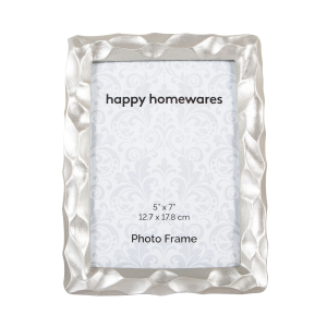 Modern Designer Metallic Silver 5x7 Resin Picture Frame with Moulded Border