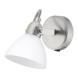 Contemporary and Chic Satin Nickel Wall Spot Light with Switch and Glass Shade
