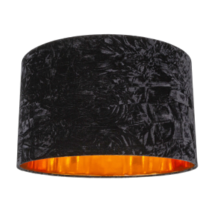 Modern Black Crushed Velvet 20" Floor/Pendant Lampshade with Shiny Copper Inner