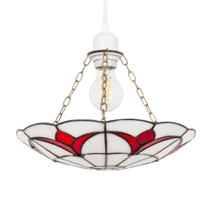 Traditional Stained Glass Tiffany Pendant Light Shade with Vibrant Red Leaves