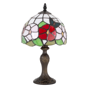 Modern Butterfly Tiffany Stained Glass Table Lamp with Beautiful Red Roses