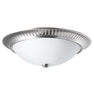 Traditional Satin Nickel Flush Ceiling Light Fitting with Opal Glass Diffuser
