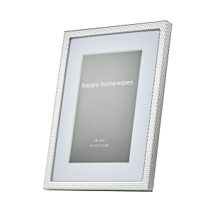 Contemporary Silver Plated Steel Metal 4x6 Picture Frame with Dimpled Border