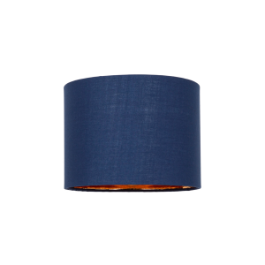Modern Navy Blue Cotton Fabric Small 8" Lamp Shade with Shiny Copper Inner