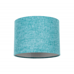 Modern Teal Linen Fabric Small 8" Drum Lamp Shade with Silver Satin Lining