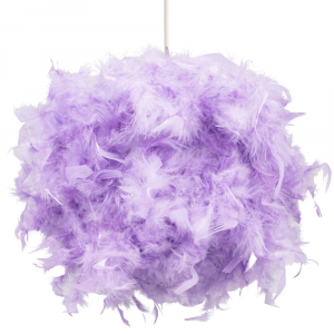 Contemporary and Unique Large Lilac Real Feather Decorated Pendant Light Shade