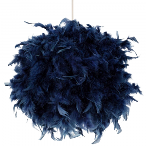 Contemporary and Unique Large Blue Real Feather Decorated Pendant Light Shade