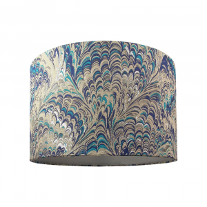 Contemporary and Vivid Peacock Print 25cm Table/Pendant Lampshade in Soft Cotton