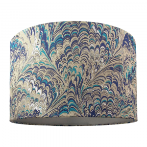 Contemporary and Vivid Peacock Print 40cm Table/Pendant Lampshade in Soft Cotton