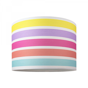 Modern and Cute Multi Coloured Rainbow Stripe Cotton Fabric Lamp Shade - 12"