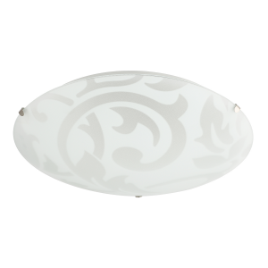 Traditional Frosted White Floral Circular Glass IP20 Flush Ceiling Light Fitting