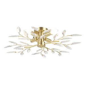 Modern Brushed Gold Plated Branch Ceiling Light Fitting with Acrylic Leaves