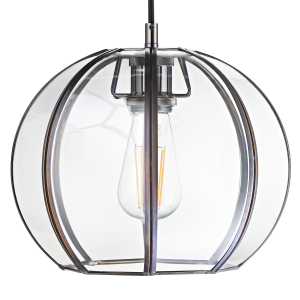 Traditional and Vintage Circular Pendant Shade with Clear Curved Glass Panels