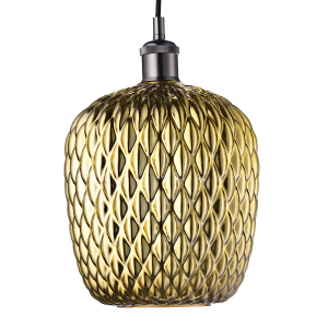 Contemporary Designer Gold Plated Glass Ripped Pendant Ceiling Light Shade