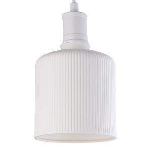 Classic and Chic Frosted White Ceramic Pendant Lamp Shade with Ribbed Design