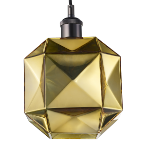 Modern Designer Square Gold Plated Glass Ceiling Lamp Shade with 3D Effect Sides