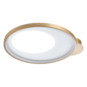 Modern Brushed Gold Low Energy LED Ceiling Light with Inner Opal White Acrylic