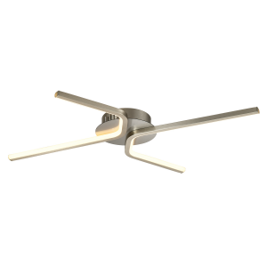Modern LED Flush Ceiling Light Fitting in Sleek Satin Nickel with C-Shaped Arms