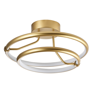 Modern Designer Satin Gold LED Ceiling Light with Double Ring Construction