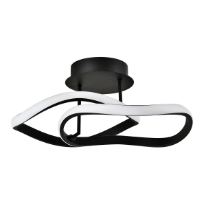 Modern Sleek Matt Black Sand LED Ceiling Lamp with Curving Oval Metal Heads