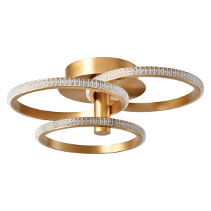 Modern Designer Brushed Gold LED Ceiling Light with Crystal Effect Acrylic