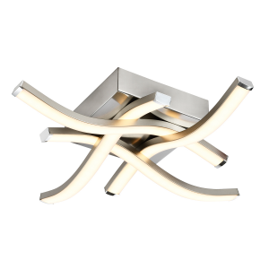Modern Square Semi-Flush Eco Friendly LED Ceiling Light Fitting in Satin Nickel