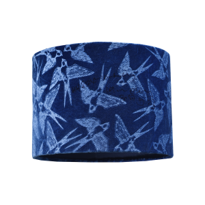 Bird Decorated Navy Midnight Blue Velvet Fabric Lamp Shade with Inner Lining