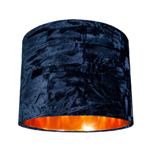 Modern Navy Crushed Velvet 8" Table/Pendant Lampshade with Shiny Copper Inner