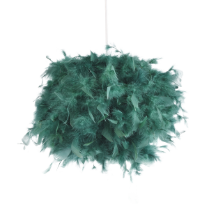 Eye-Catching and Modern Small Forest Green Feather Decorated Pendant Light Shade