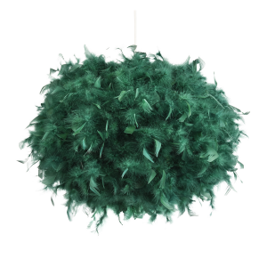 Contemporary and Unique Large Green Real Feather Decorated Pendant Light Shade