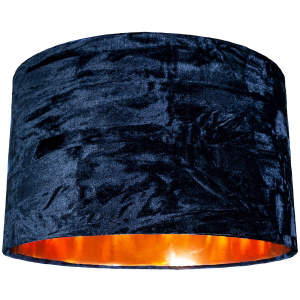 Forest Navy Crushed Velvet 16" Floor/Pendant Lampshade with Shiny Copper Inner