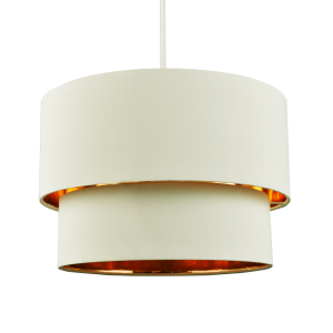 Modern Soft Cream Cotton Double Tier Ceiling Shade with Shiny Copper Inner