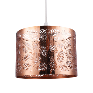 Contemporary Copper Plated Metal Pendant Light Shade with Fern Leaf Decoration