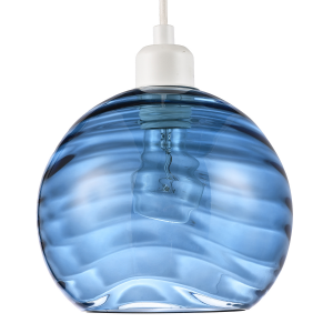 Modern Designer Midnight Blue Circular Ribbed Glass Non Electric Pendant Shade