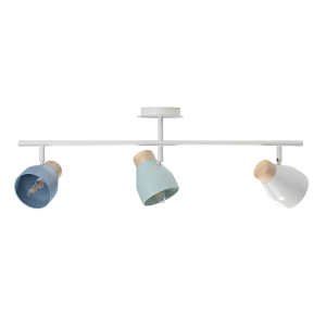 Contemporary Scandinavian Style Triple Bar Spot Ceiling Light in Grey and Blue