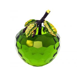 Pure Crystal Glass Green Apple with Leaf Decoration Ornament
