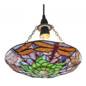 Traditional Multi-Coloured Dragonfly Tiffany Glass Pendant Shade